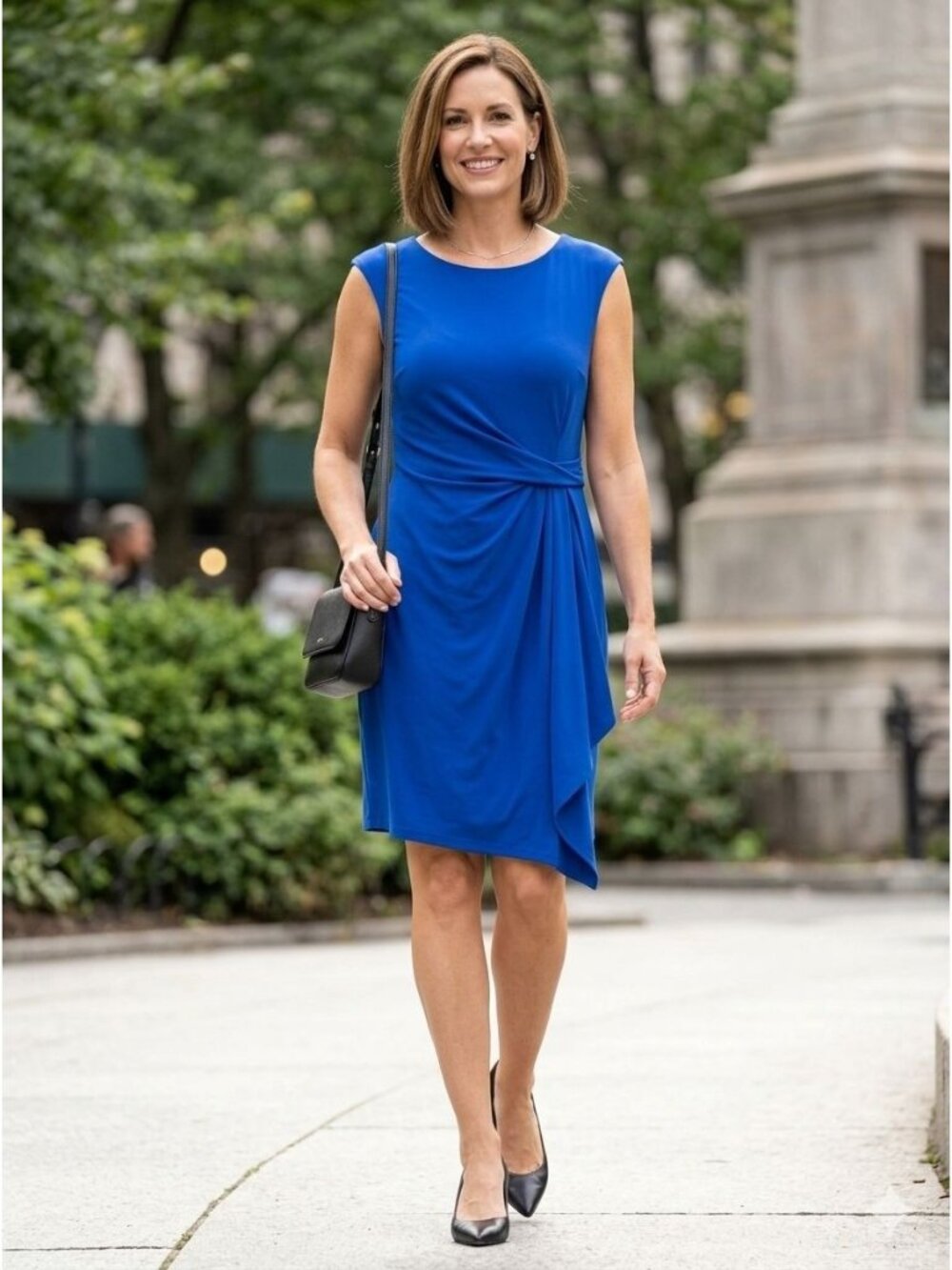 Ann Taylor Wrap Dress Size Large Blue Sleeveless Side Draped Waist